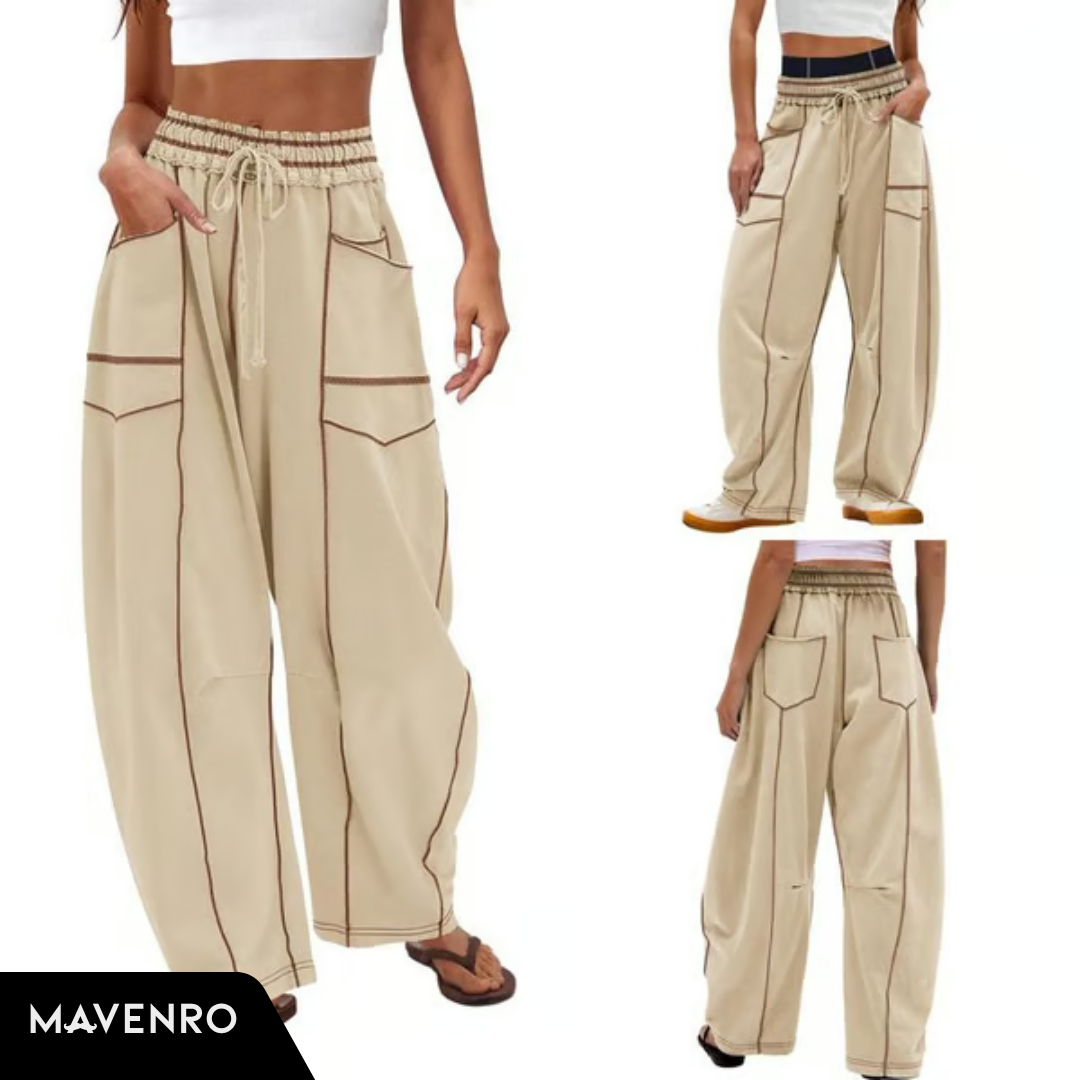 MAVENRO - Women’s Baggy Barrel Wide-Leg Lounge Sweatpants with Pockets