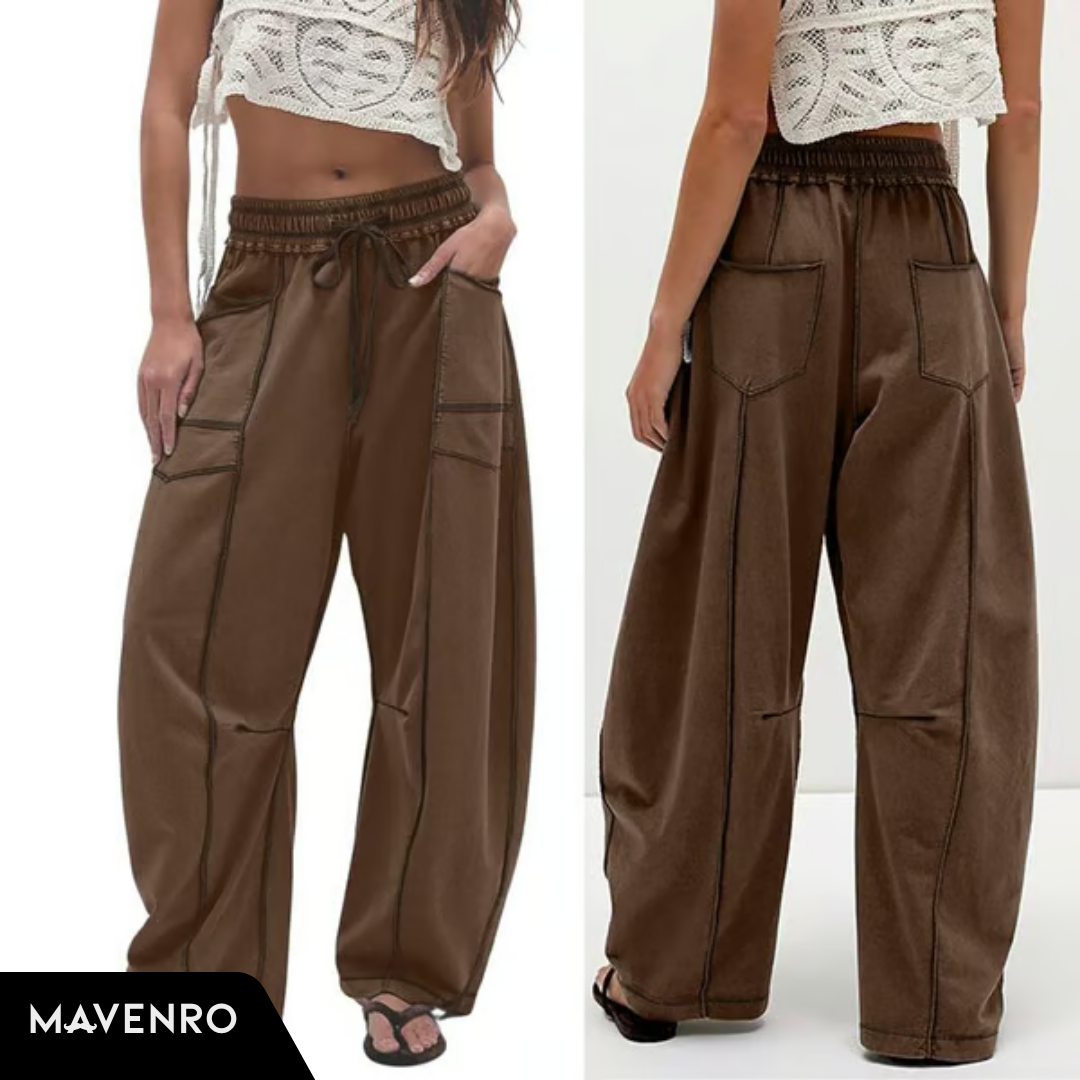 MAVENRO - Women’s Baggy Barrel Wide-Leg Lounge Sweatpants with Pockets