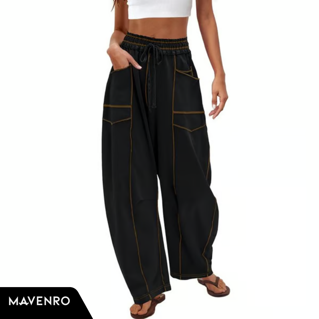MAVENRO - Women’s Baggy Barrel Wide-Leg Lounge Sweatpants with Pockets