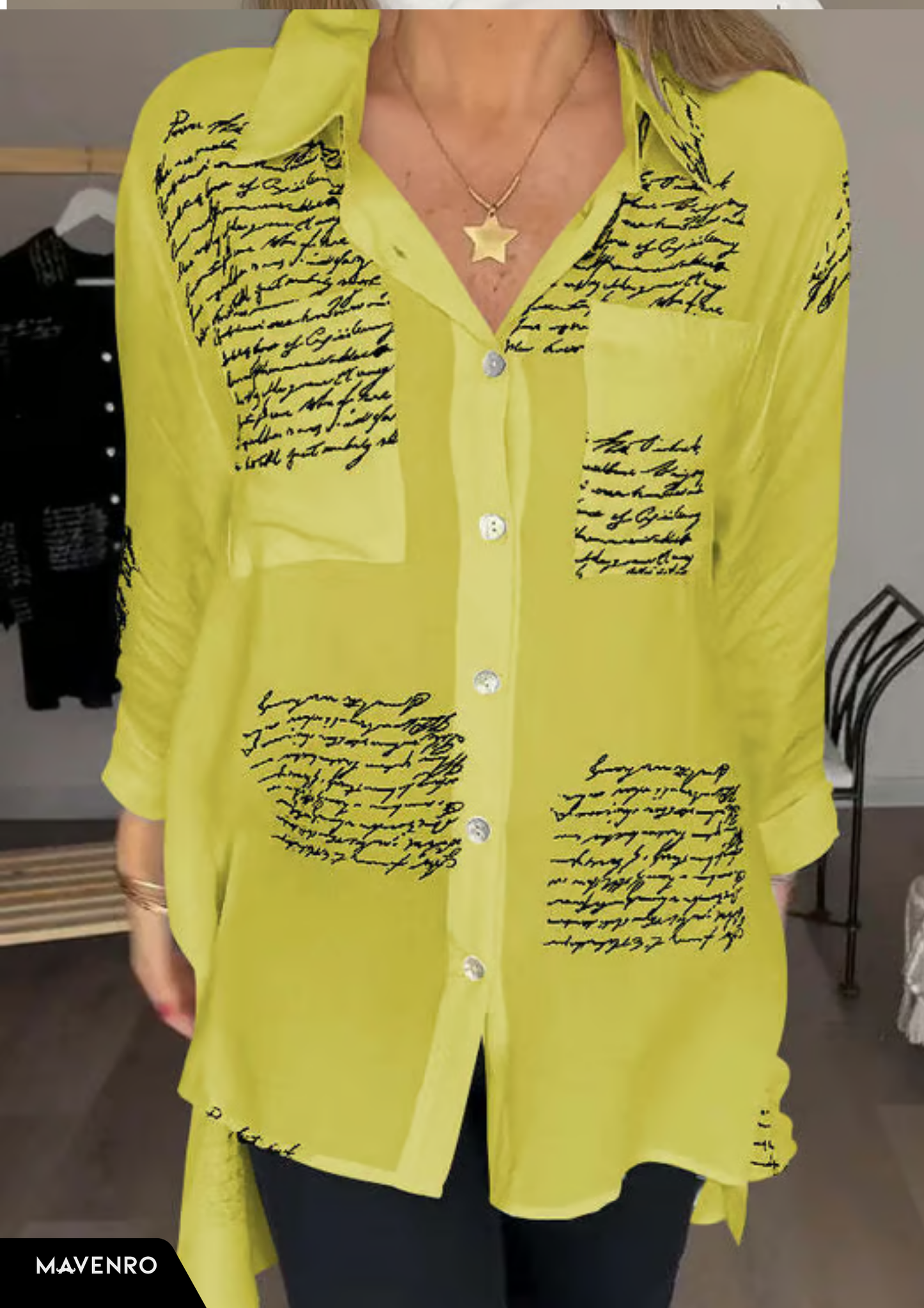MAVENRO - Letter Print Fashion Lapel Shirt