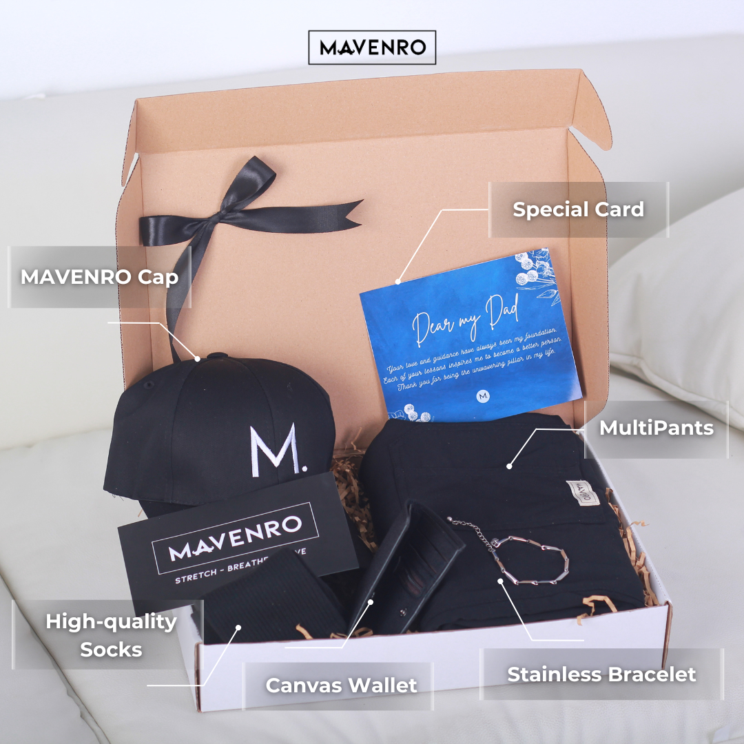 MAVENRO - Men's Premium Gift Box 2 | Multi Pants, Hat, Socks, Bracelet, Wallet