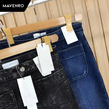 MAVENRO - Tummy Control Cropped Wide-Leg Jeans