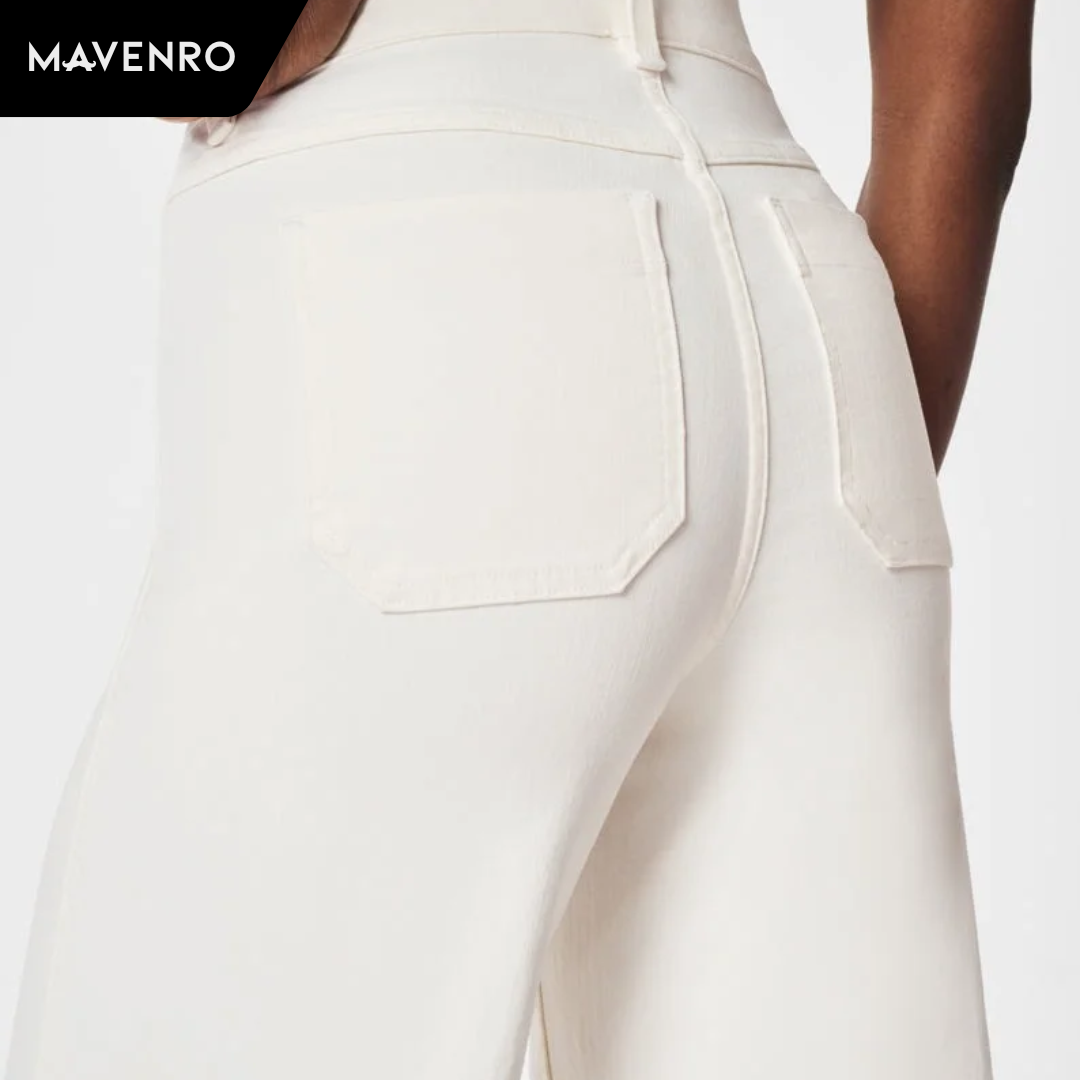 MAVENRO - Tummy Control Cropped Wide-Leg Jeans