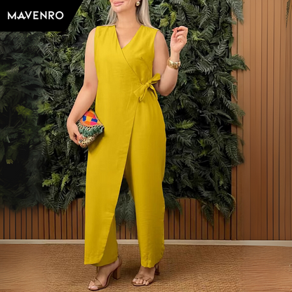 MAVENRO - Women's V-Neck Jumpsuit