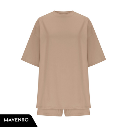 MAVENRO - Summer Casual Oversized Shirts Shorts Matching Women's Two Piece Lounge Set