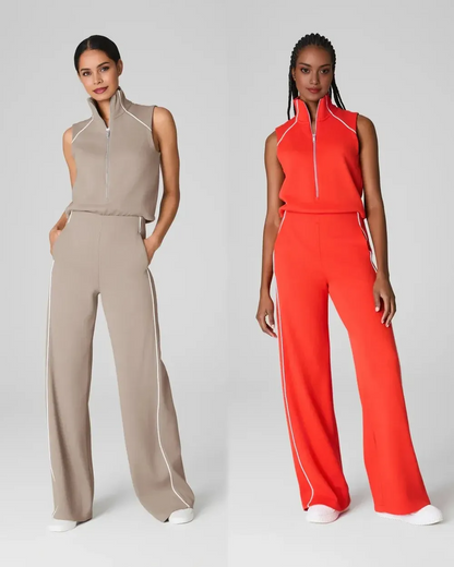 MAVENRO - AirEssentials Pique Sleeveless Mockneck Jumpsuit