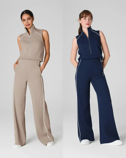 MAVENRO - AirEssentials Pique Sleeveless Mockneck Jumpsuit