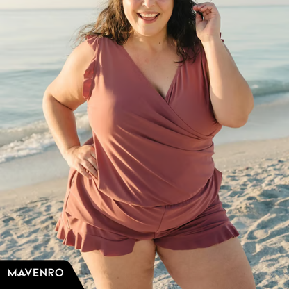 MAVENRO - Swim Romper Built-in Bra Detachable bra cup
