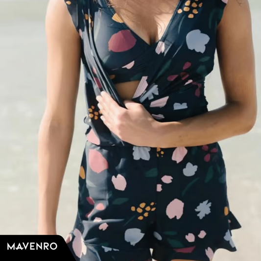MAVENRO - Swim Romper Built-in Bra Detachable bra cup