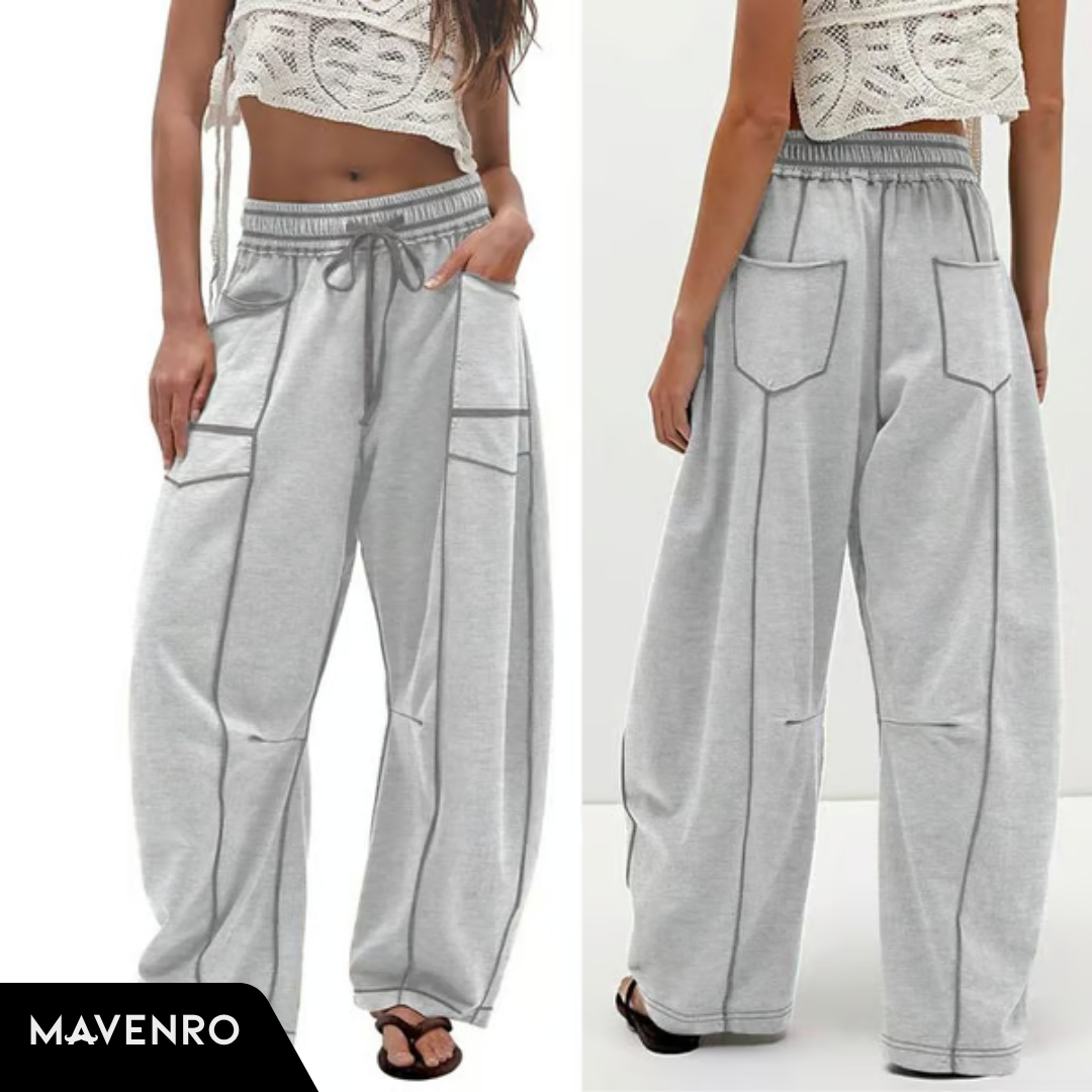 MAVENRO - Women’s Baggy Barrel Wide-Leg Lounge Sweatpants with Pockets