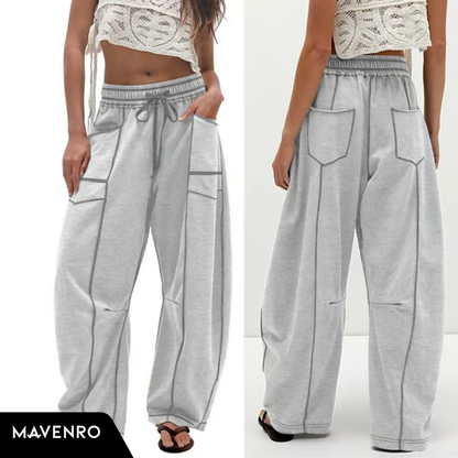 MAVENRO - Women’s Baggy Barrel Wide-Leg Lounge Sweatpants with Pockets