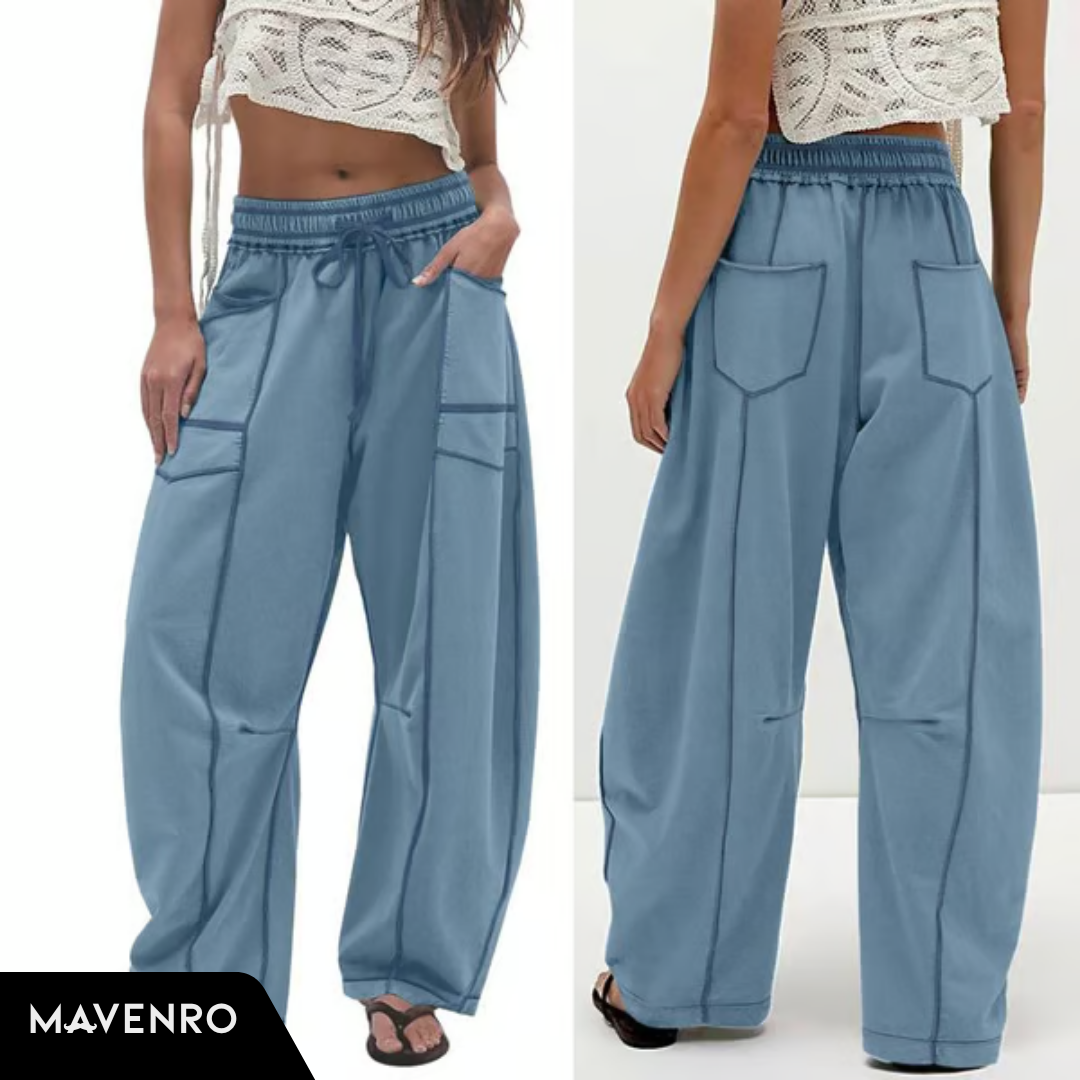 MAVENRO - Women’s Baggy Barrel Wide-Leg Lounge Sweatpants with Pockets