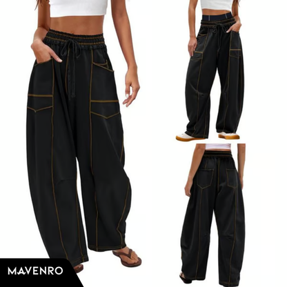 MAVENRO - Women’s Baggy Barrel Wide-Leg Lounge Sweatpants with Pockets