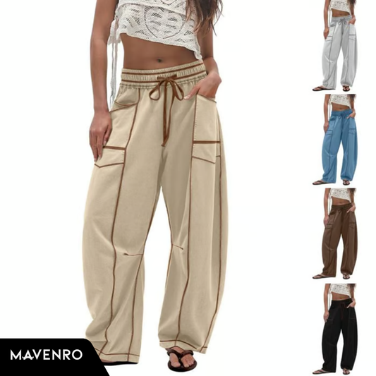 MAVENRO - Women’s Baggy Barrel Wide-Leg Lounge Sweatpants with Pockets