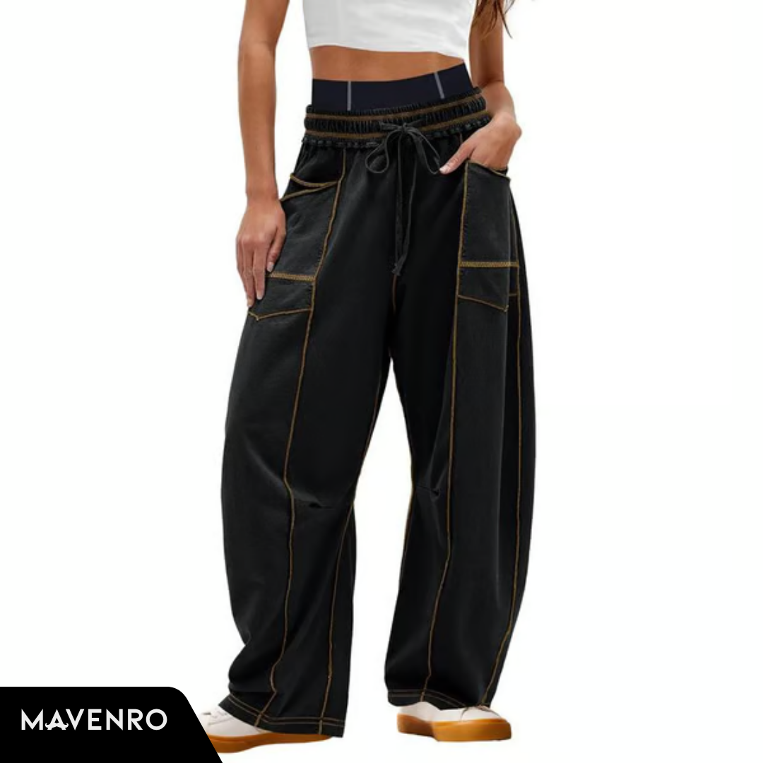 MAVENRO - Women’s Baggy Barrel Wide-Leg Lounge Sweatpants with Pockets