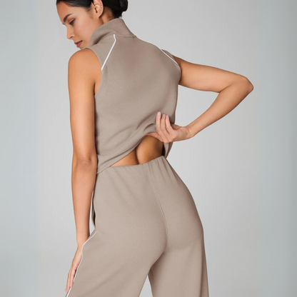 MAVENRO - AirEssentials Pique Sleeveless Mockneck Jumpsuit