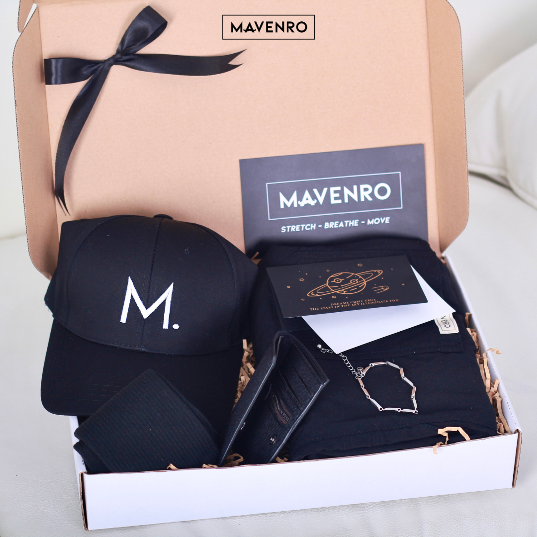 MAVENRO - Men's Premium Gift Box 2 | Multi Pants, Hat, Socks, Bracelet, Wallet