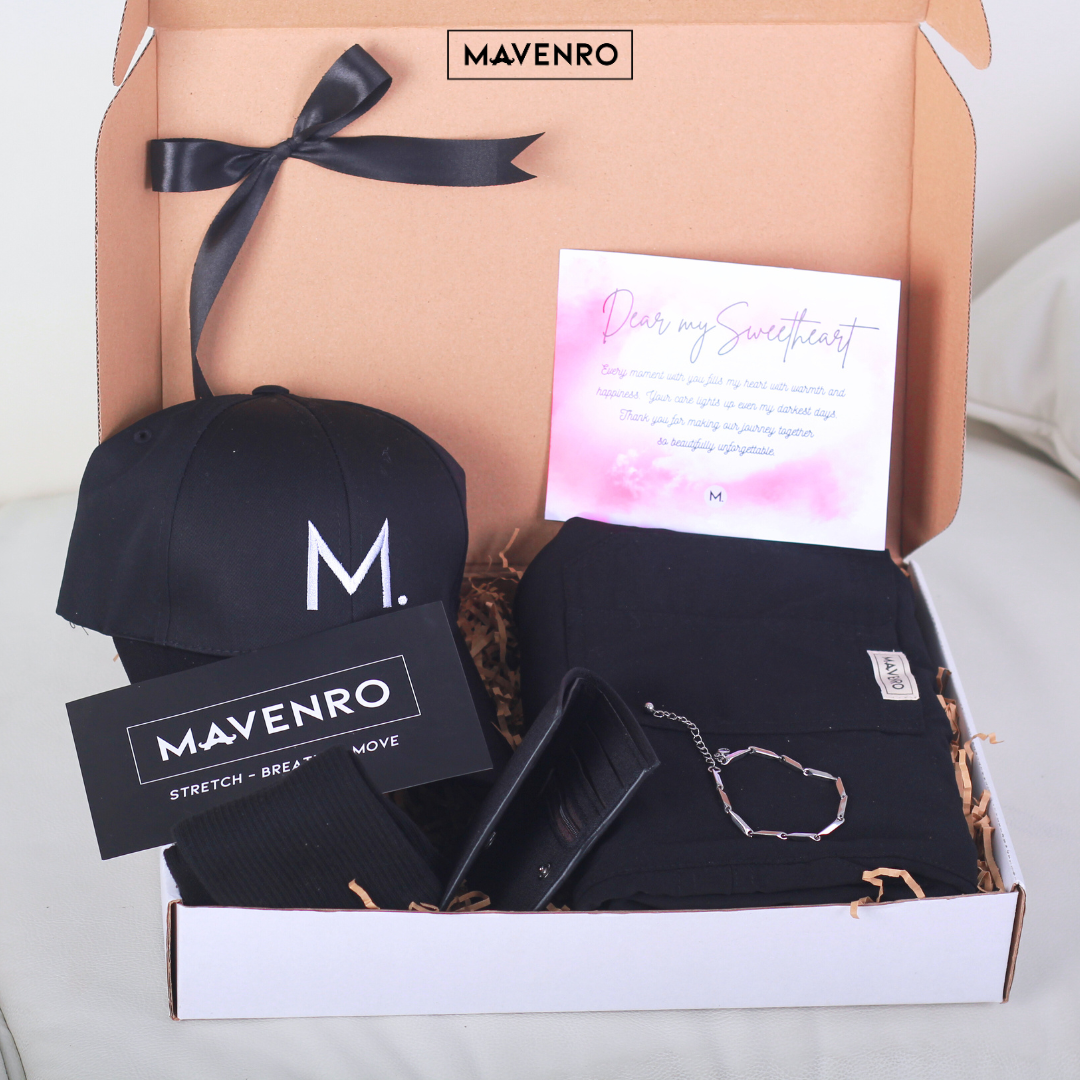 MAVENRO - Men's Premium Gift Box 2 | Multi Pants, Hat, Socks, Bracelet, Wallet