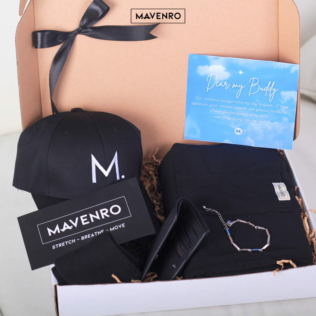MAVENRO - Men's Premium Gift Box 2 | Multi Pants, Hat, Socks, Bracelet, Wallet