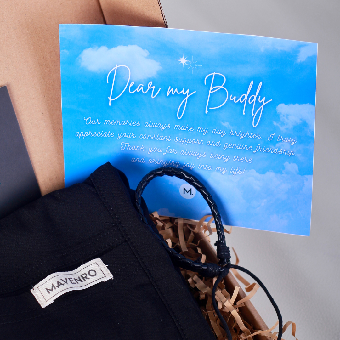 MAVENRO - Special Men's Gift Box 1 | Multi Pants, Leather Bracelet, Message Card