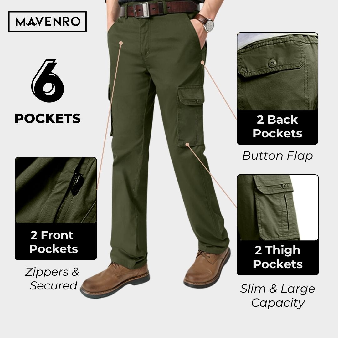 MAVENRO - Men's Ultra Comfort Fit Multi-pocket Durable Pants