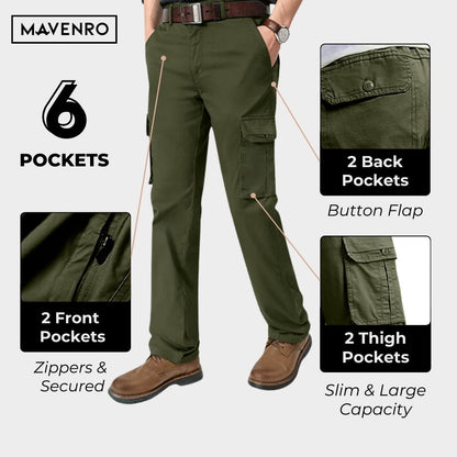 MAVENRO - Men's Ultra Comfort Fit Multi-pocket Durable Pants - MAVENRO 