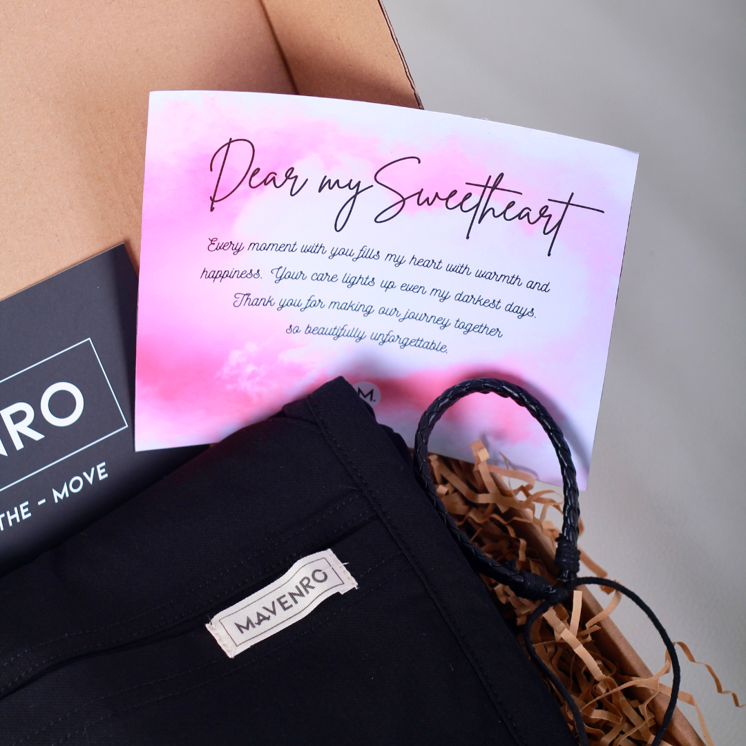 MAVENRO - Special Men's Gift Box 1 | Multi Pants, Leather Bracelet, Message Card