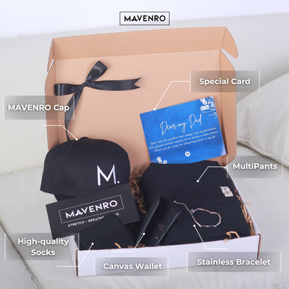 MAVENRO - Men's Premium Gift Box 2 | Multi Pants, Hat, Socks, Bracelet, Wallet